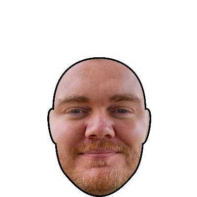 Sam, founder of Jinglebell, as a Santa character wearing his own face
