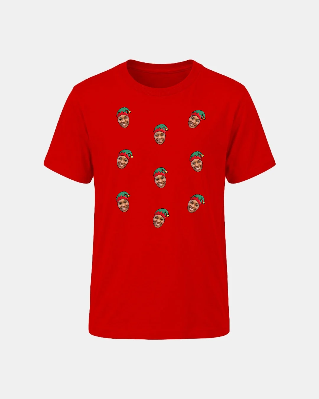 Elf Faces Adult Christmas T-shirt