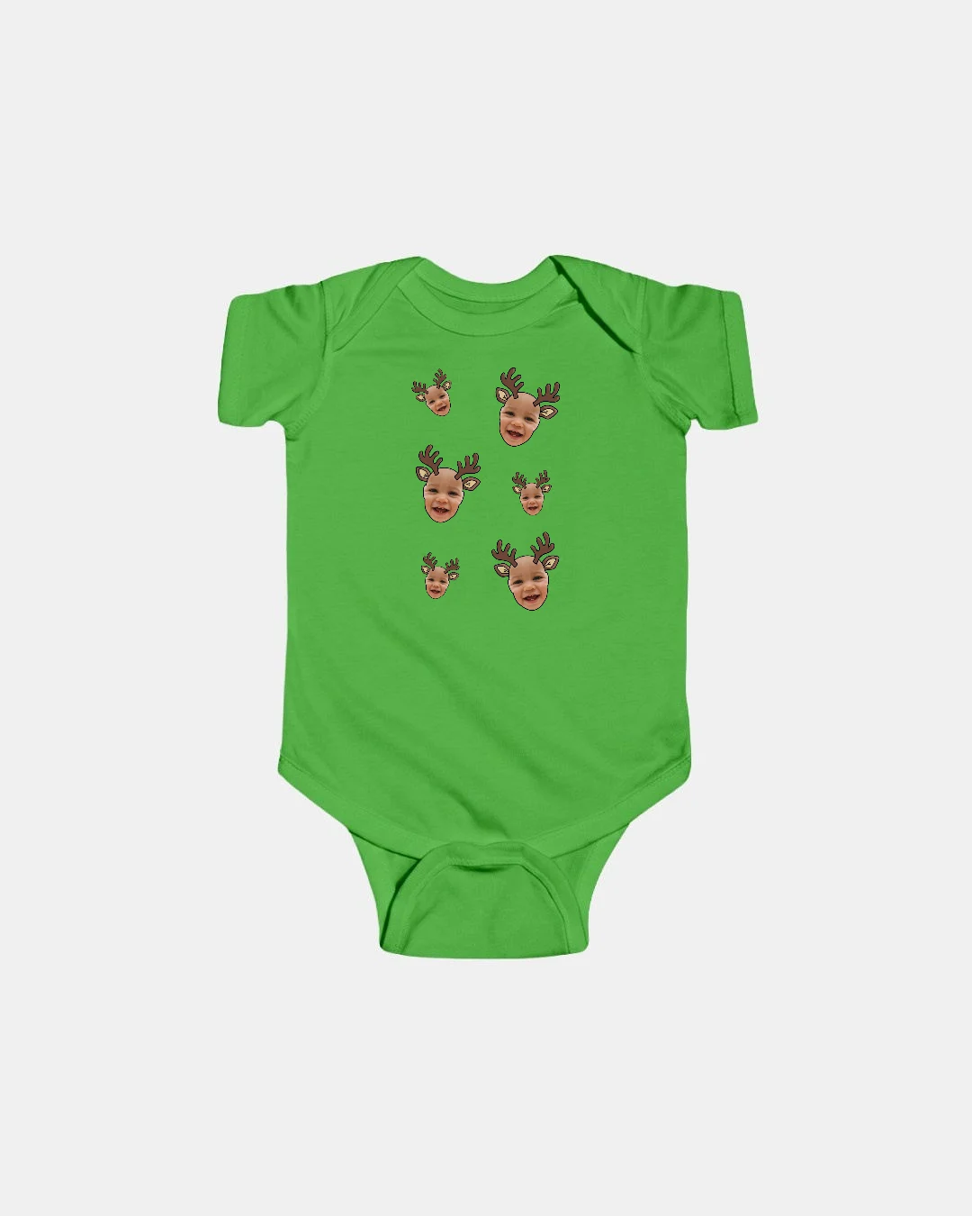 Reindeer Faces Infant Christmas Bodysuit