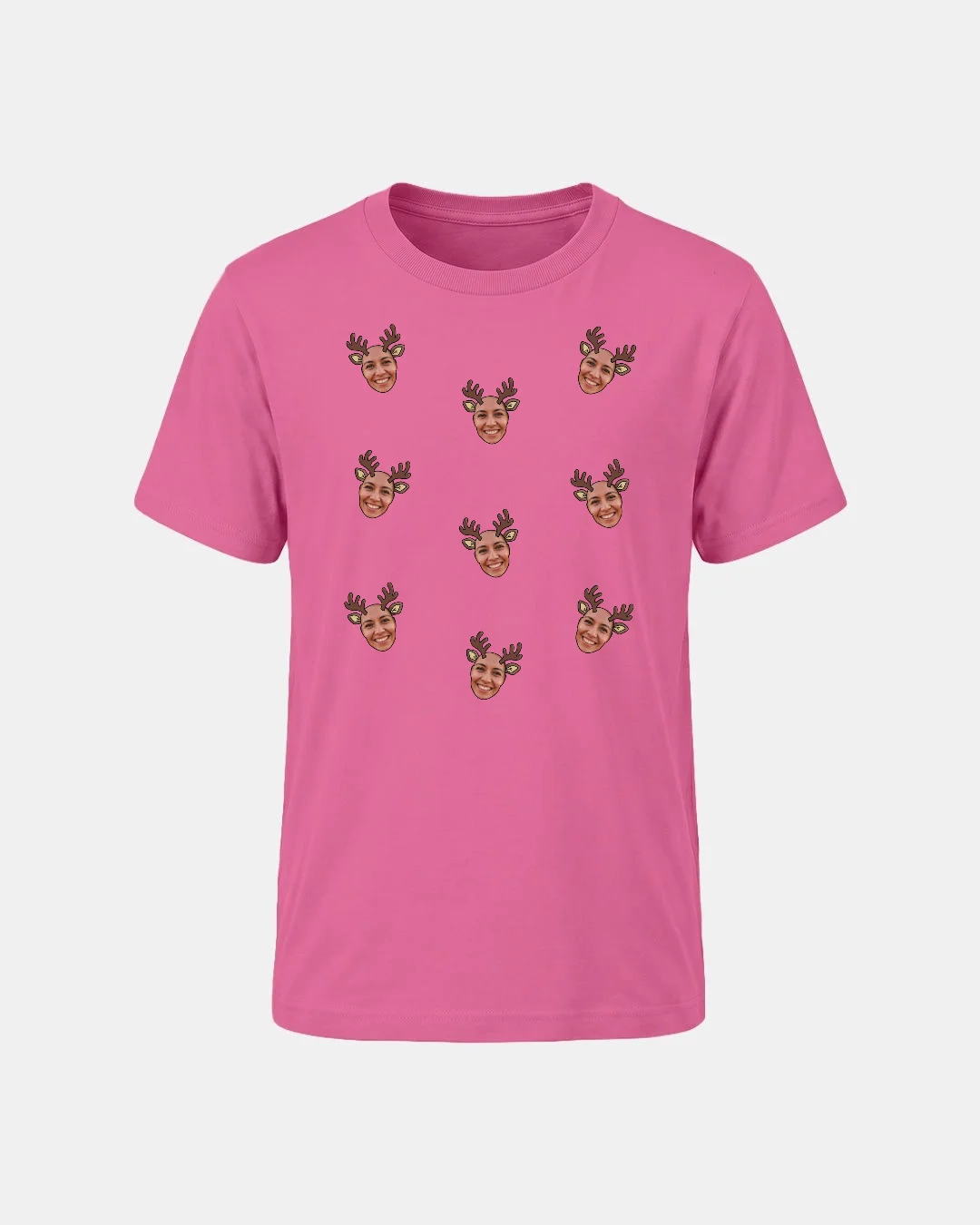 Reindeer Faces Adult Christmas T-shirt