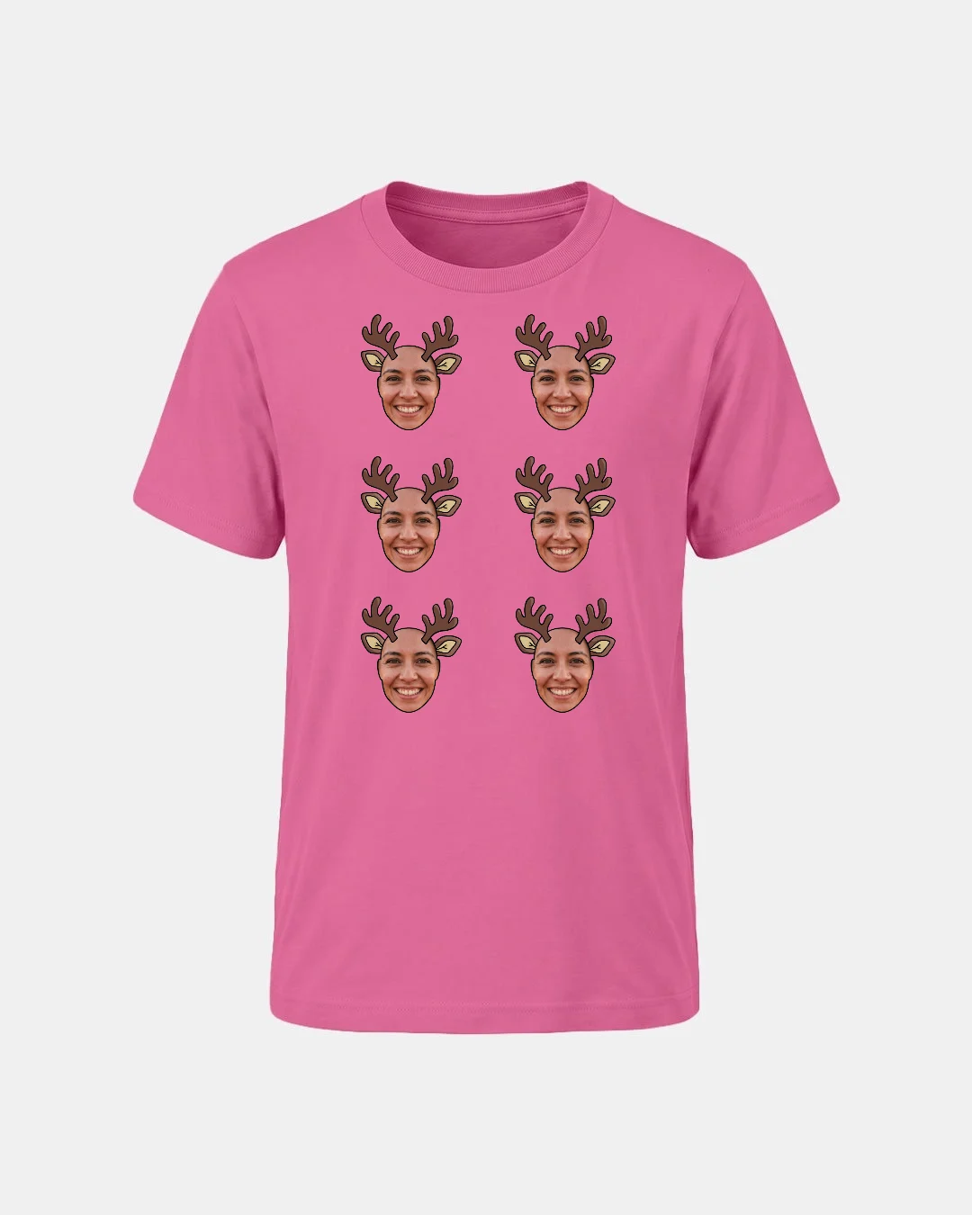 Reindeer Faces Adult Christmas T-shirt