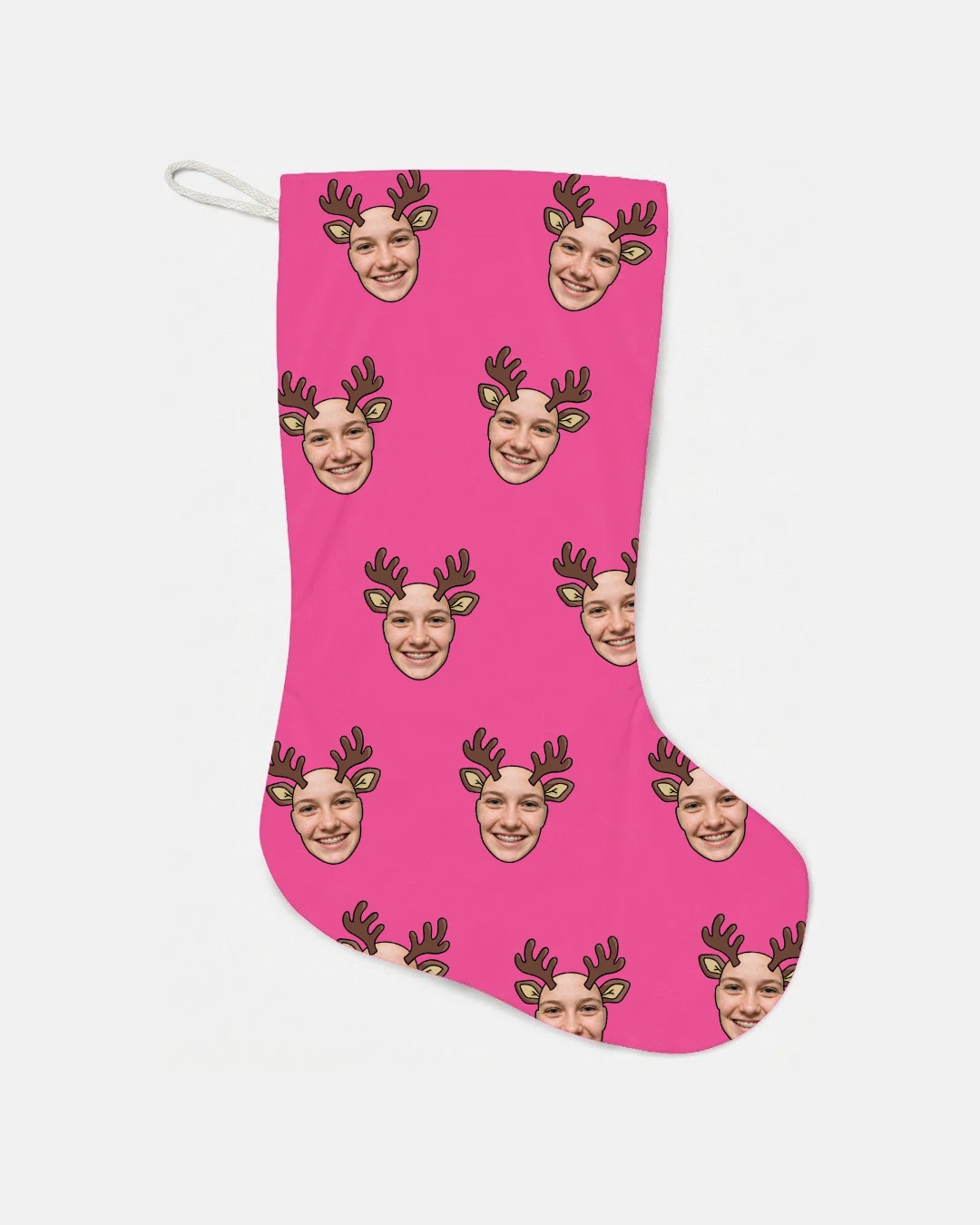 Reindeer Faces Christmas Stocking